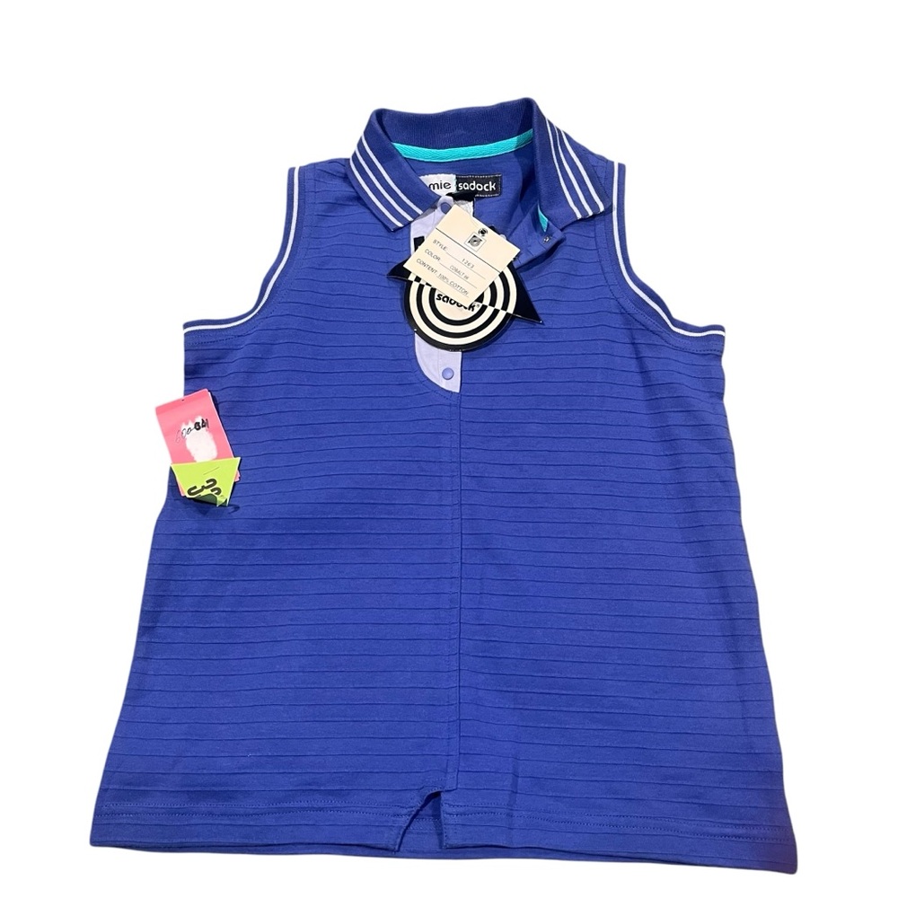Jamie Sadock Women’s Petite Purple Cobalt Sleeveless Tank Shirt Golf Polo Tennis
